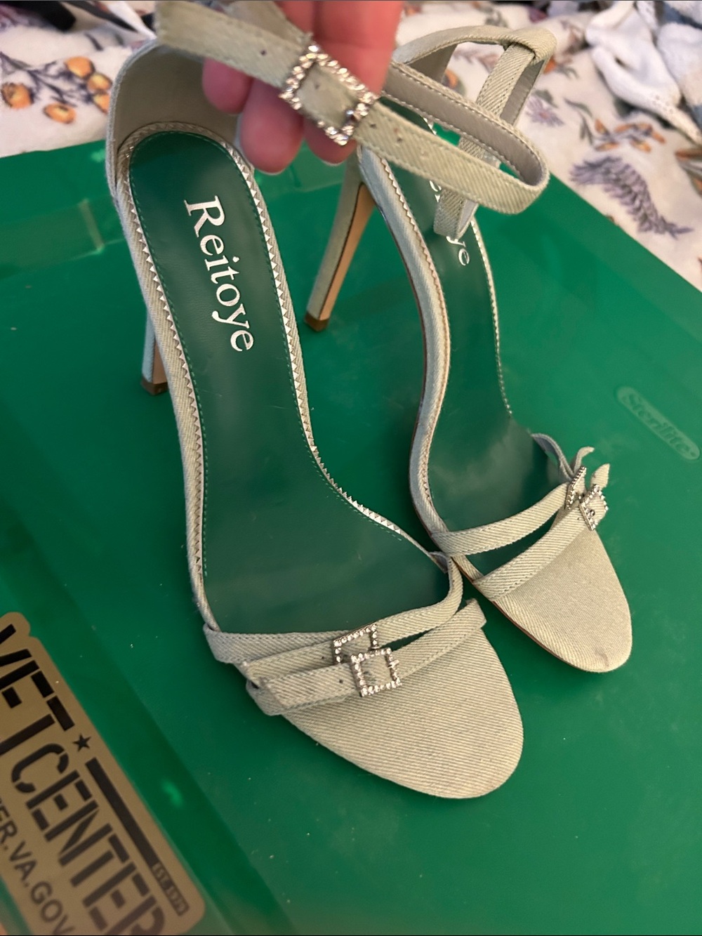 Women's Light Green Strappy High Heel Sandals